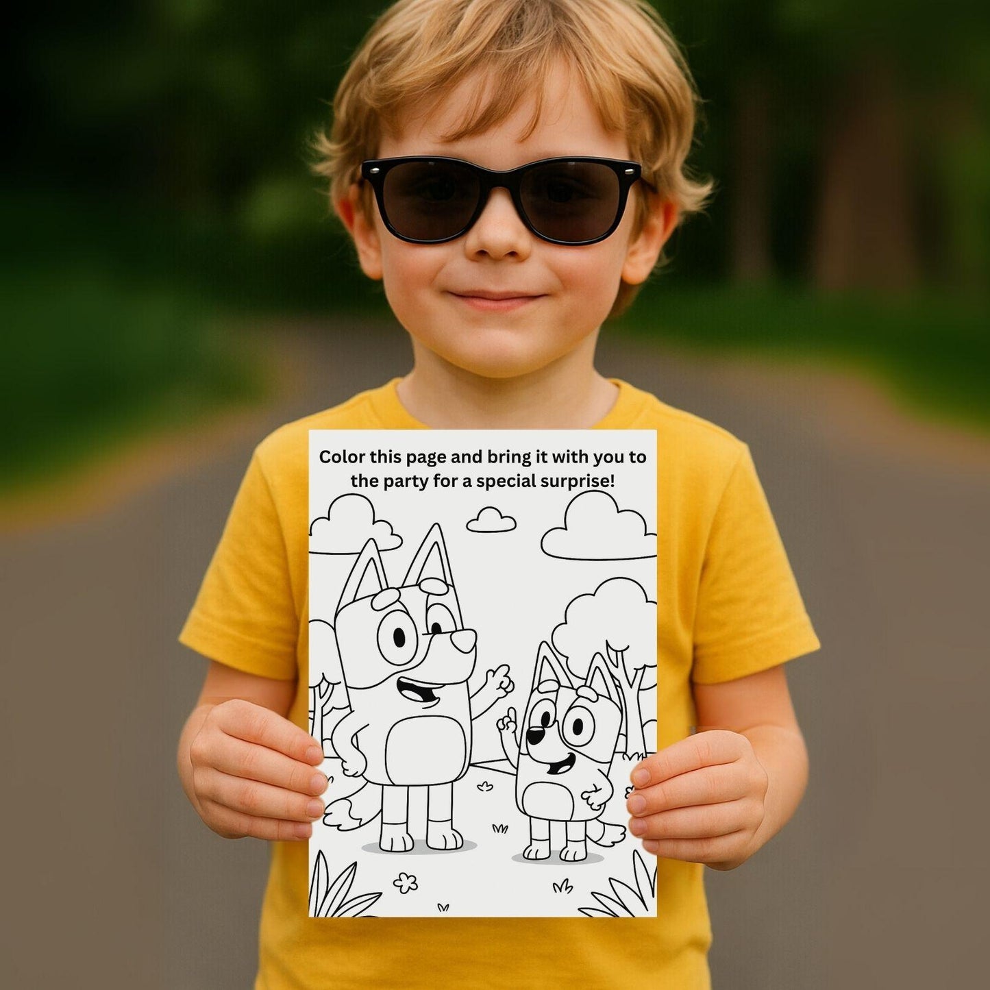 Bluey Birthday Invitation + Bonus Coloring Page – Editable Digital Template