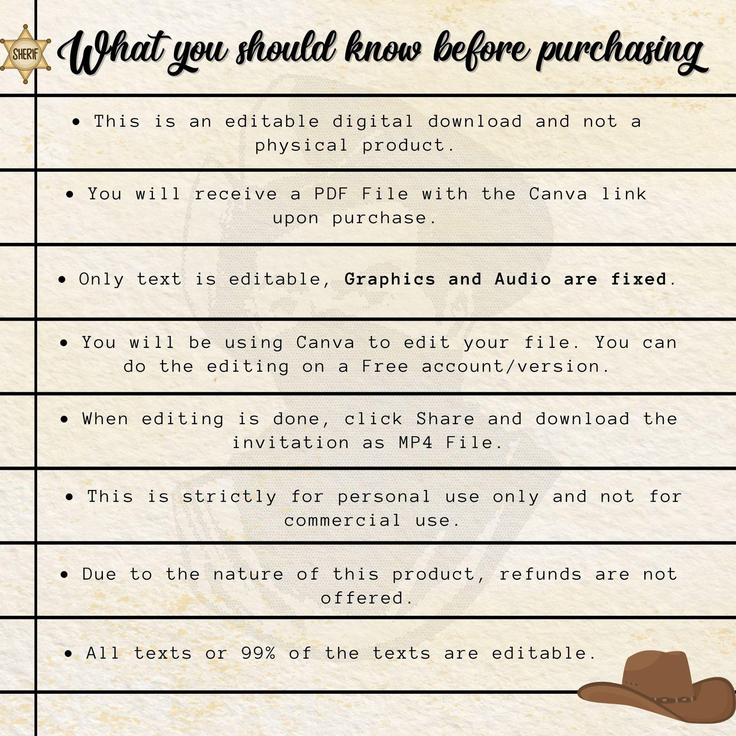 Editable Cowboy First Birthday Canva Template featuring Country Western Party Invitation USA and Texas Rodeo Birthday Invite