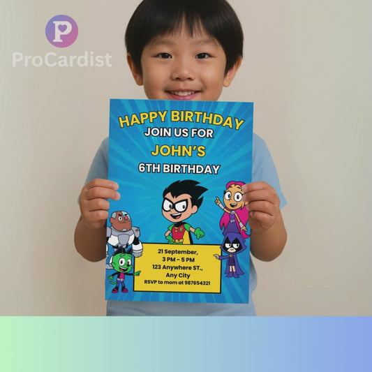 Teen Titans Go! Birthday Invitation Canva Template | ProCardist
