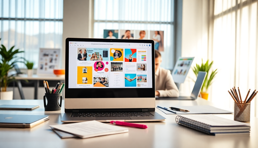 Modern workspace showcasing cost-effective event planning tools on a laptop screen