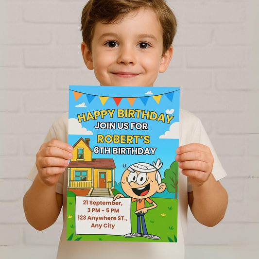 The Loud House Birthday Invitation + Bonus Coloring Page – Fully Editable Canva Template