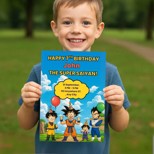 Dragon Ball Z Birthday Invitation + Bonus Coloring Page | Editable 5x7 Canva Template