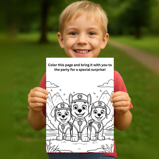 Paw Patrol Birthday Bash – Fully Editable 5x7 Invitation + Bonus Coloring Page!