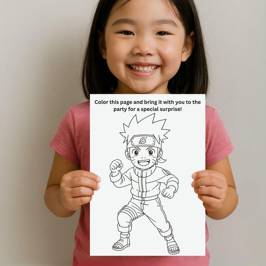 Naruto Ninja Birthday Invitation + Bonus Coloring Page – Fully Editable Canva Templat