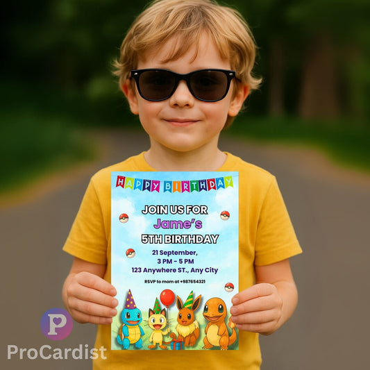 Pokemon Birthday Invitation Canva Template | ProCardist