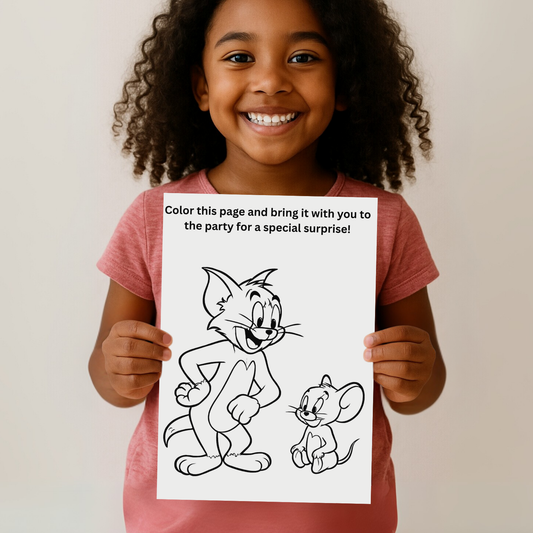 Tom & Jerry Birthday Invitation + Bonus Coloring Page – Fully Editable Canva Template