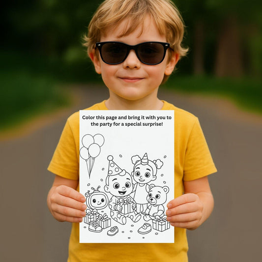 Cocomelon Birthday Invitation + Bonus Coloring Page – Fully Editable Canva Template