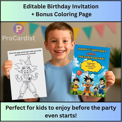 Dragon Ball Z Birthday Invitation Canva Template | ProCardist