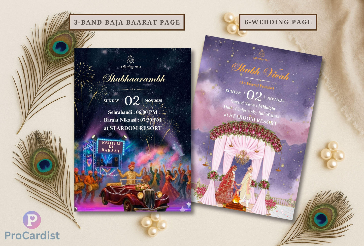 Royal Rajasthan Wedding Invitation Bundle | Editable 5x7 Canva Templates | Indian Palace Theme | Cover Page-Haldi-Sangeet-Baarat-Wedding-Reception-RSVP
