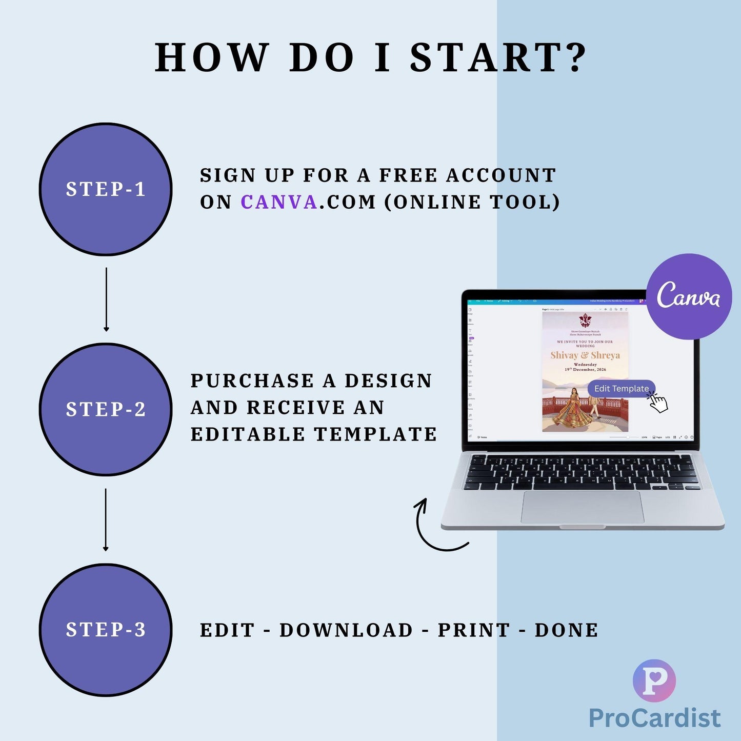 Luxury Indian Palace Theme Wedding Invitation Set | Self-Editable Canva E-Invite | Multi-Page Hindu Wedding Cards | Instant Digital Download