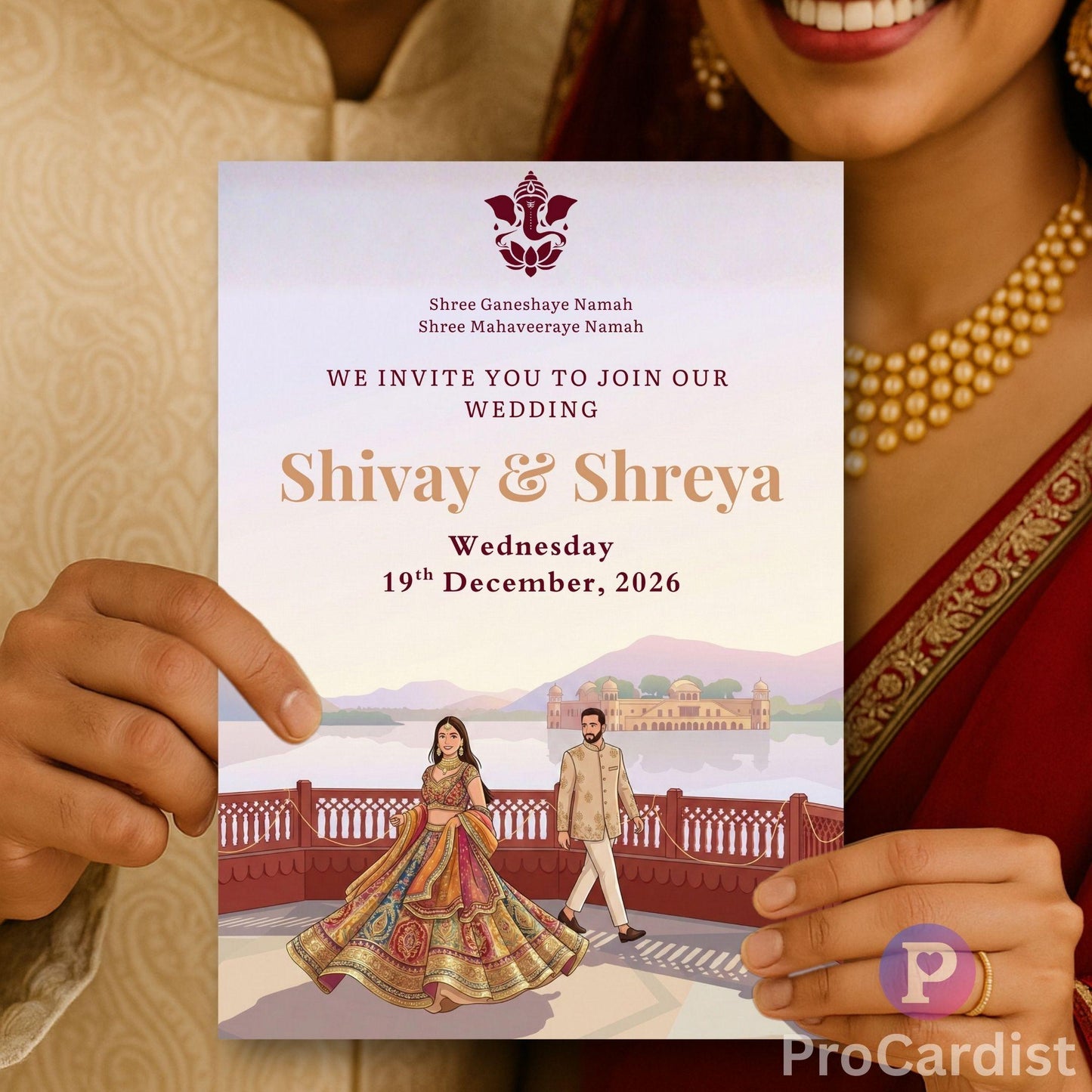 Luxury Indian Palace Theme Wedding Invitation Set | Self-Editable Canva E-Invite | Multi-Page Hindu Wedding Cards | Instant Digital Download