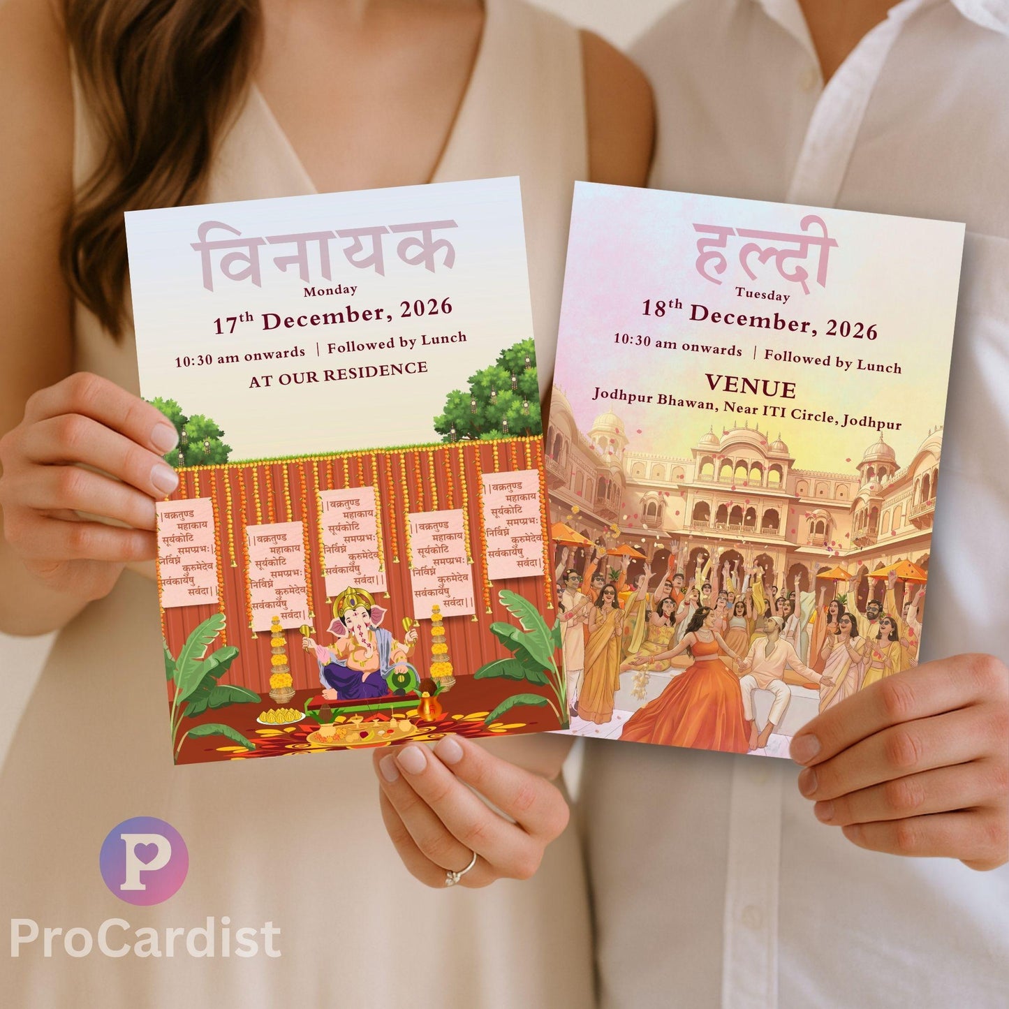 Luxury Indian Palace Theme Wedding Invitation Set | Self-Editable Canva E-Invite | Multi-Page Hindu Wedding Cards | Instant Digital Download