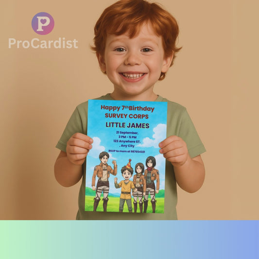 Attack on Titan Birthday Invitation Canva Template | ProCardist