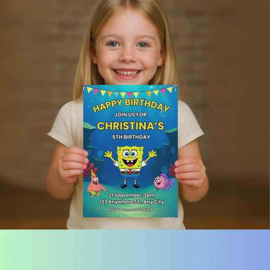 SpongeBob Birthday Invitation Canva Template | ProCardist
