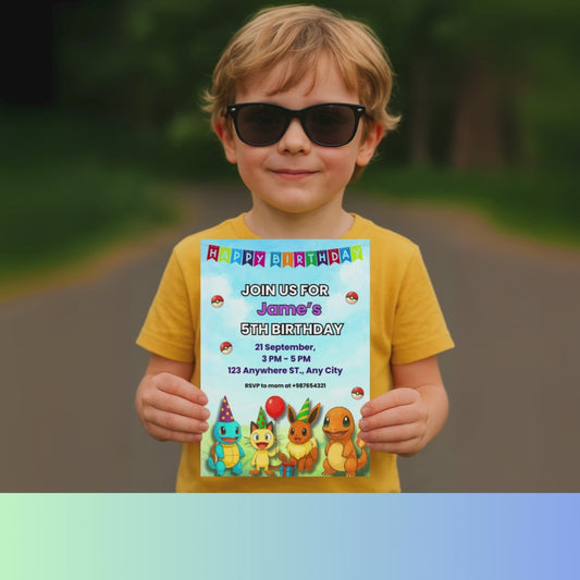 Pokemon Birthday Invitation Canva Template | ProCardist