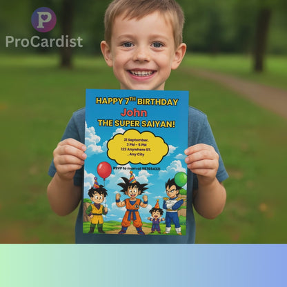 Dragon Ball Z Birthday Invitation Canva Template | ProCardist