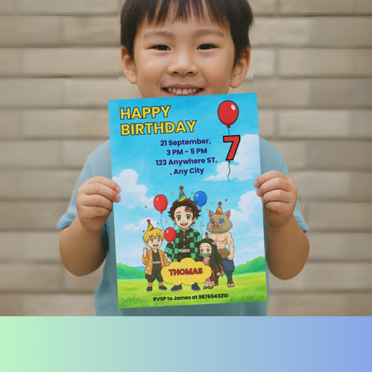 Demon Slayer Birthday Invitation Canva Template | ProCardist