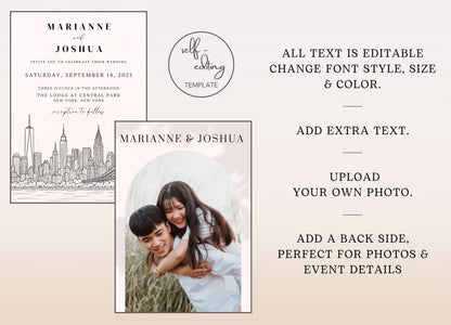 Best Urban Style Editable Wedding Invitation Template by ProCardist with customizable text and photo upload
