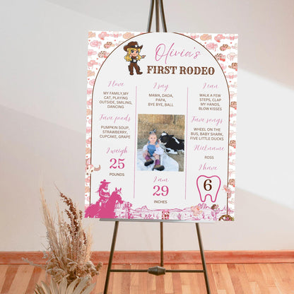 ProCardist custom birthday photo sign baby milestone poster with personalized rodeo theme and baby photo