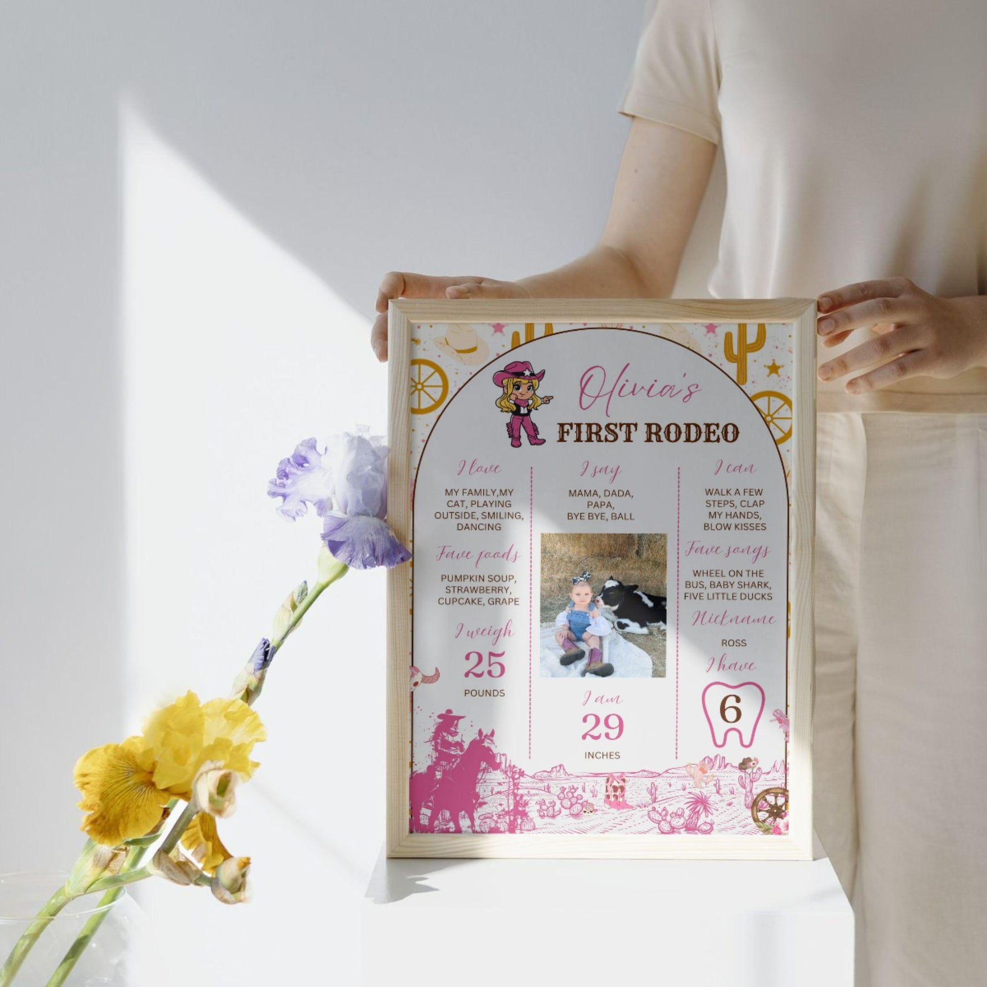 ProCardist custom birthday photo sign baby milestone poster with personalized name and growth details