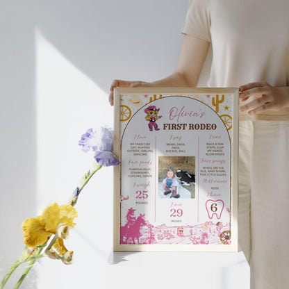 ProCardist custom birthday photo sign baby milestone poster with personalized name and growth details
