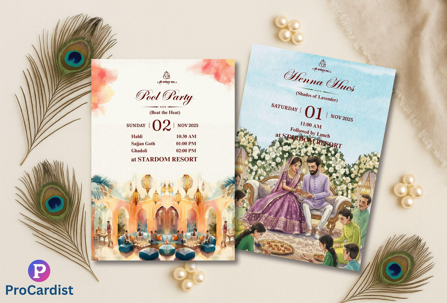 Editable royal indian wedding invitation template by ProCardist for a wedding celebration