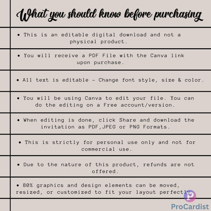 Editable Wedding Invitation - Canva Product featuring a royal indian wedding invitation template with customizable text.