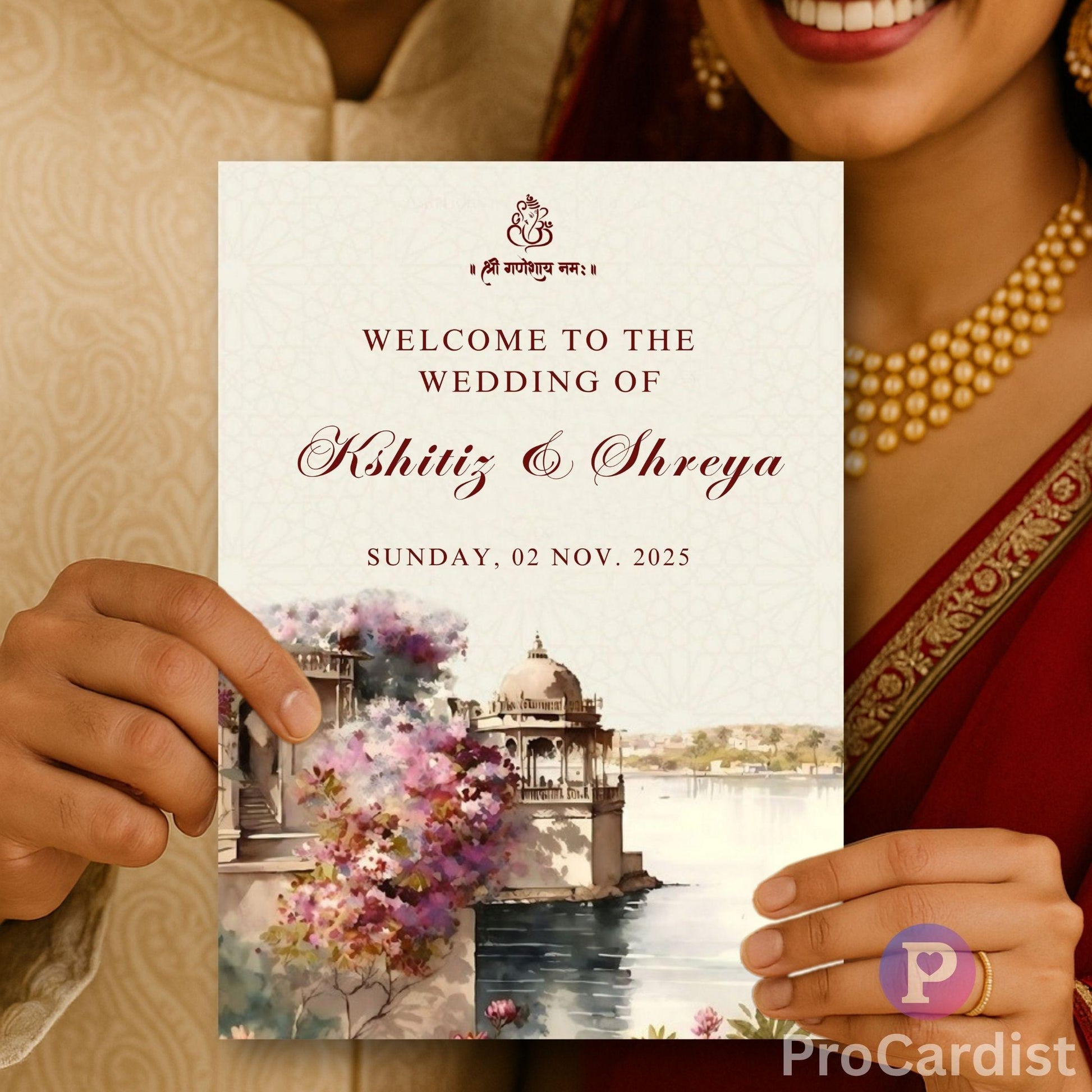 Royal Indian wedding invitation template featuring floral design for Khlitz and Shreya's wedding