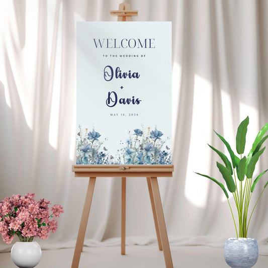 24x36 wedding welcome poster featuring floral design for Olivia and Davis's special day